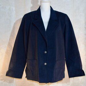 Vintage Samuel Robert by Peter Hatsi Androu Size 16 Navy Blue Suede Blazer
